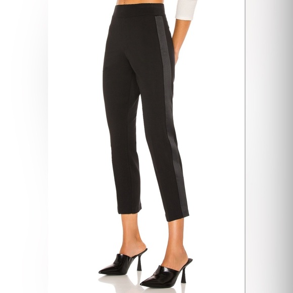 Spanx Womens Perfect Pant Black With Satin Trim Ponte Straight Pants  Size S/P - Picture 1 of 8